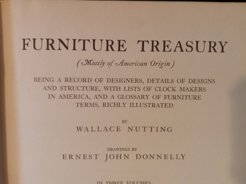 copy of title page from Wallace Nutting FURNITURE TREASURY, Voume III. Old America Company, Publisher, (1933)